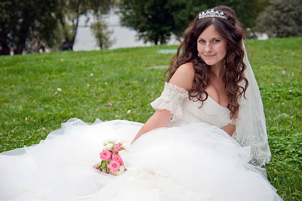 istock Beautiful bride posing in her wedding day 164066688