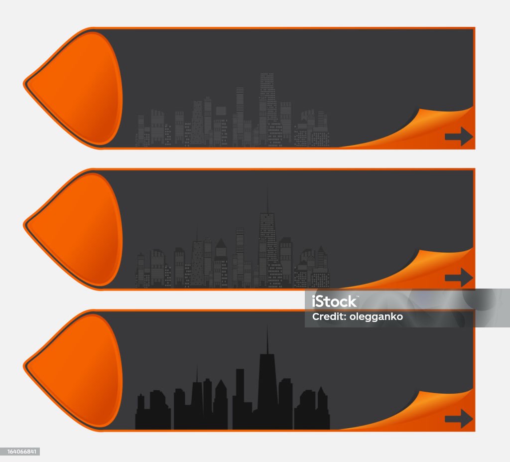 Ilustración vectorial de banners con ciudades silueta. EPS 10. - arte vectorial de Actuación - Espectáculo libre de derechos