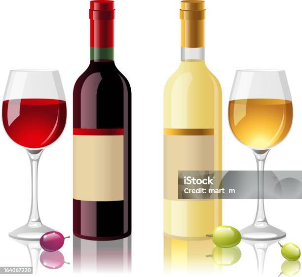 Vetores de Vinho Tinto E Um Branco e mais imagens de Baga - Fruta - Baga - Fruta, Bebida, Bebida alcoólica