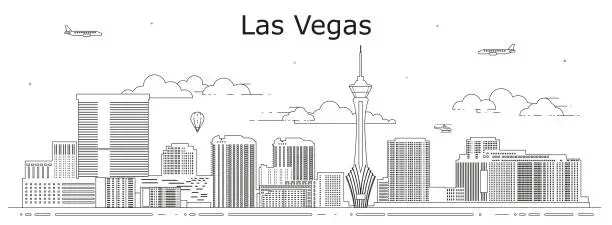 Vector illustration of Las Vegas cityscape line art vector illustration