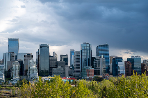 Skyscrapers of downtown Calgary. Largest city in Canada.