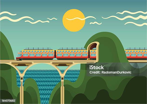Train De Voyageurs Vecteurs libres de droits et plus d'images vectorielles de Pont - Pont, Train, Tunnel