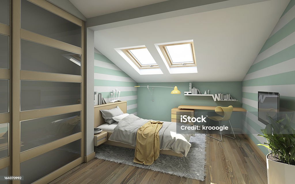 Bright Teenager's Room Bright Teenager's Room On Attic Bedroom Stock Photo