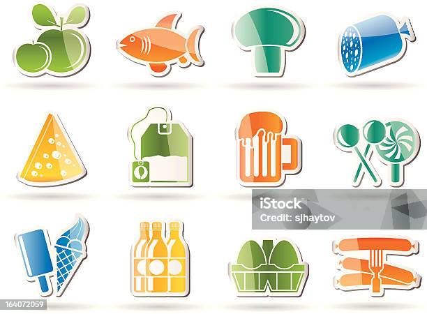 Essen Trinken Und Shopping Symbole Stock Vektor Art und mehr Bilder von Alkoholisches Getränk - Alkoholisches Getränk, Apfel, Aprikose