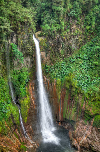 istock Tropical waterfall in volcanic crater 164073159