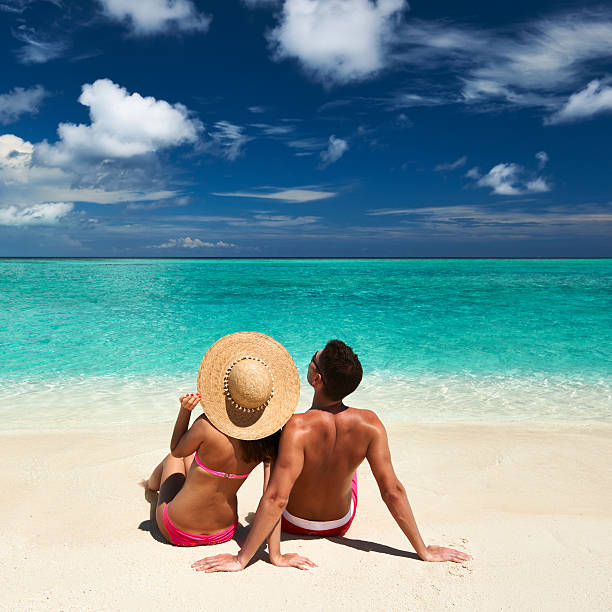 istock Couple on a beach at Maldives 164073614