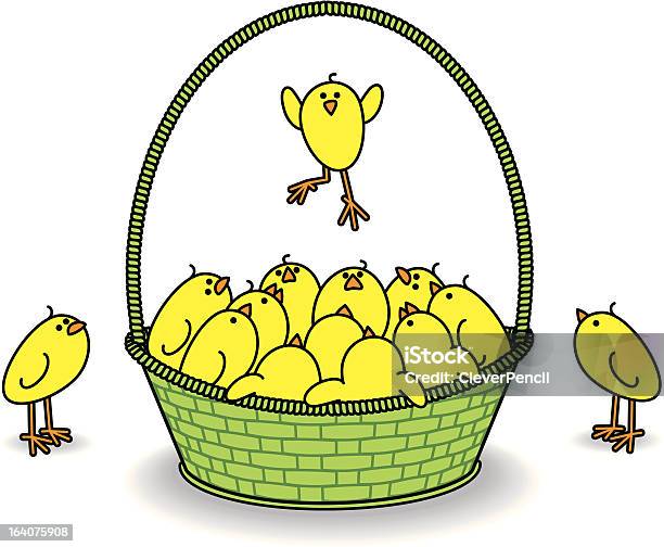 Chicks Dans Un Panier Avec Un Volant Vert Vecteurs libres de droits et plus d'images vectorielles de Oisillon - Oisillon, Poussin - Oisillon, A l'envers
