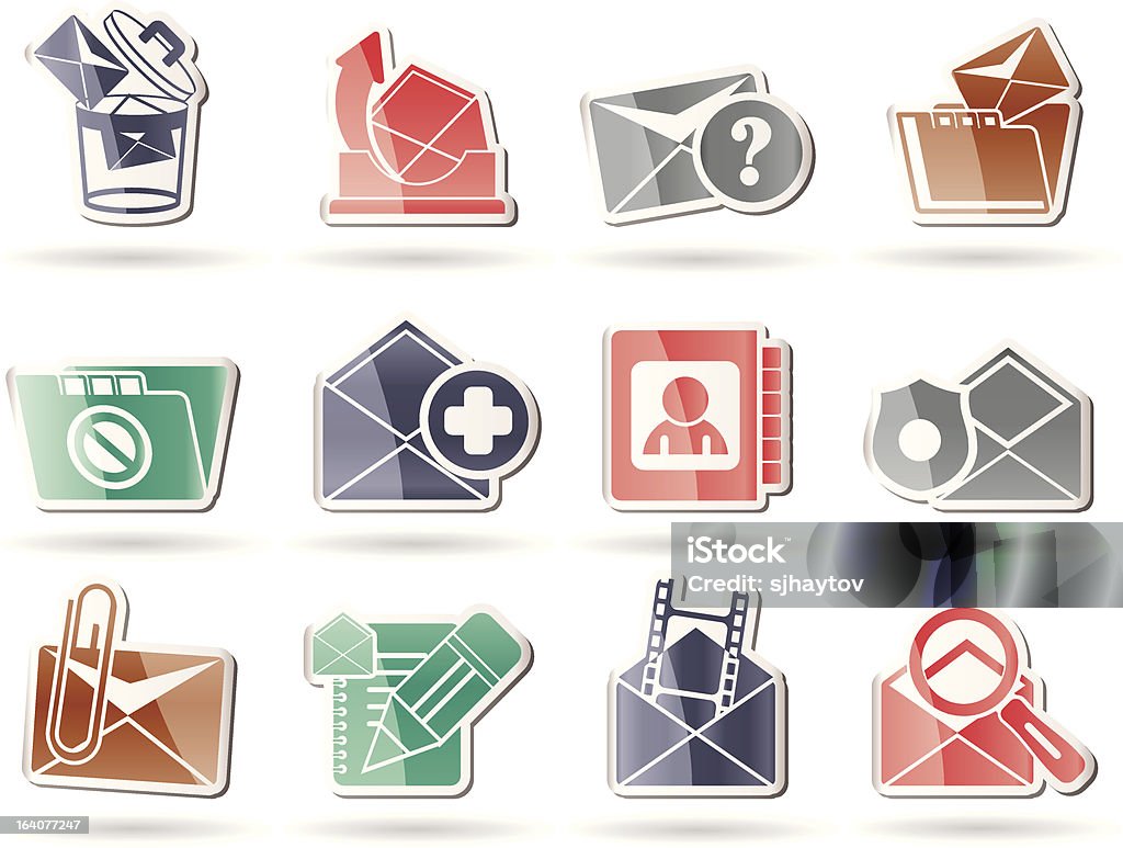 E-mail E ícones de mensagem - Vetor de Aplicação móvel royalty-free