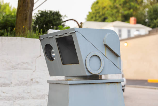 Security camera embodies vigilance, modern surveillance, privacy concerns, and a watchful society