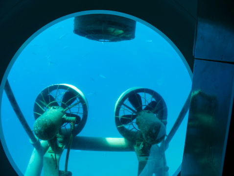 Inside underwater submarine