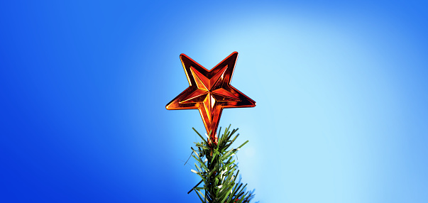 Closeup decorated shiny Christmas tree