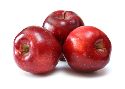 red delicious apples over white background