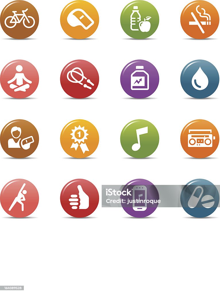 Цветные точки-Здоровье и фитнес-иконы - Векторная графика Aerobics роялти-фри