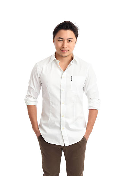istock Relaxed young man in a white shirt 164090181