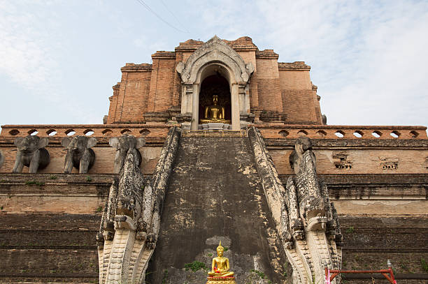 Grand pagoda, in the temple of Wat Chedi Luang, builded AC1411. It is the tallest building of the Chiang mai old town. Grand pagoda famous temple sites in Thailand, attracting large number of visitors each year.