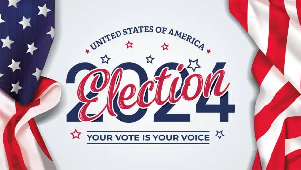 Vector illustration of USA 2024 Presidential Elections Event Banner, background, card, poster design. Vote day, November 5. US Election.