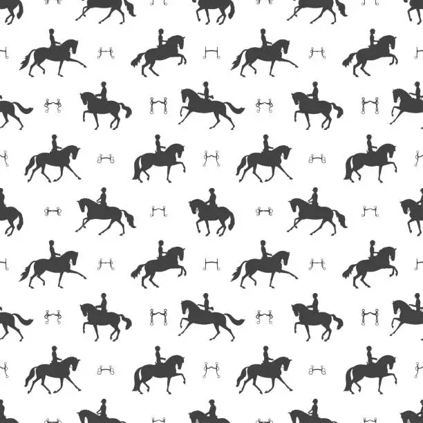 Vector illustration of Seamless vector pattern, equestrian, dressage