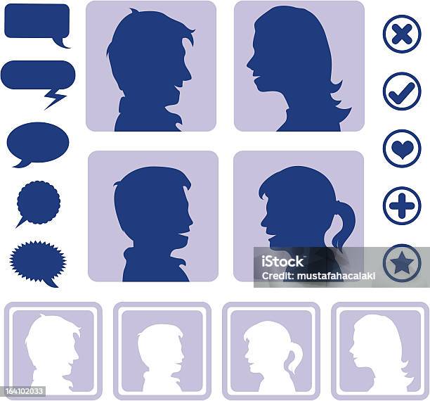 Socialmediasymbole Um Einen Avatar Stock Vektor Art und mehr Bilder von Profil - Profil, Frauen, Gespräch