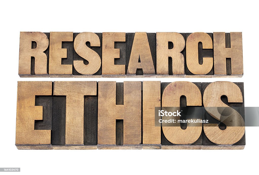 research ethics in tipo legno - Foto stock royalty-free di Bianco