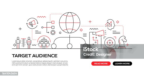 istock TARGET AUDIENCE Web Banner with Linear Icons, Trendy Linear Style Vector 1641043654