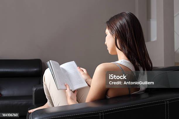 Schöne Frau Zu Hause Sitzen Auf Einem Sofa Zu Lesen Stockfoto und mehr Bilder von Frauen