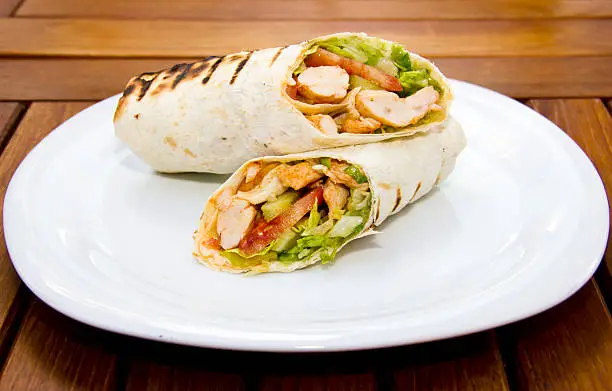 Chicken Wrap Sandwich with Salad, turkish food