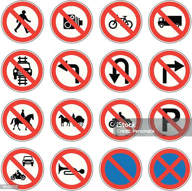 Znaki Drogowe - Stockowe grafiki wektorowe i więcej obrazów Bez ludzi - Bez ludzi, Bezpieczeństwo, Bicykl