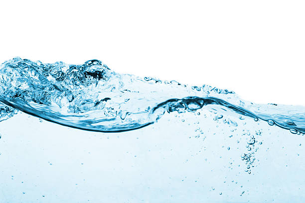 istock Cross section of a blue liquid with waves and bubbles 164107135