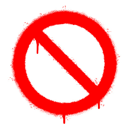 Spray Painted Graffiti No Sign icon Sprayed isolated with a white background. graffiti No Sign symbol with over spray in red over white. Vector illustration.