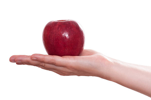 istock Red apple in a female hand 164108031