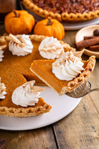 istock Traditional pumpkin pie for Thanksgiving with whipped cream 1641084338