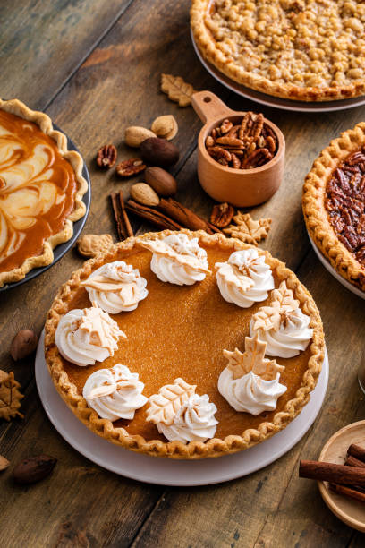 istock Traditional pumpkin pie for Thanksgiving with whipped cream 1641084343