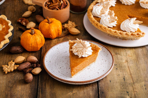 istock Traditional pumpkin pie for Thanksgiving with whipped cream 1641084870