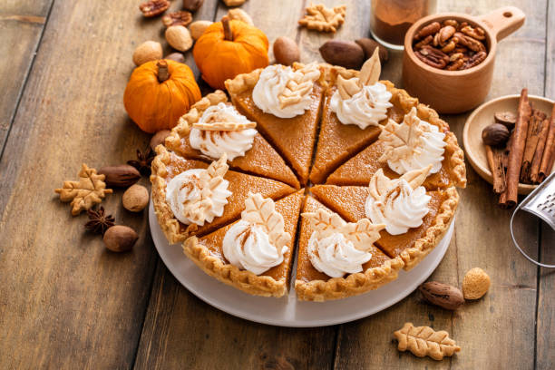 istock Traditional pumpkin pie for Thanksgiving with whipped cream 1641085437