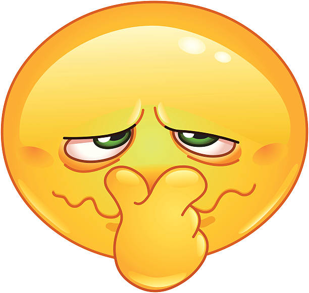 Bad smell emoticon Emoticon holding his nose because of a bad smell unpleasant smell stock illustrations