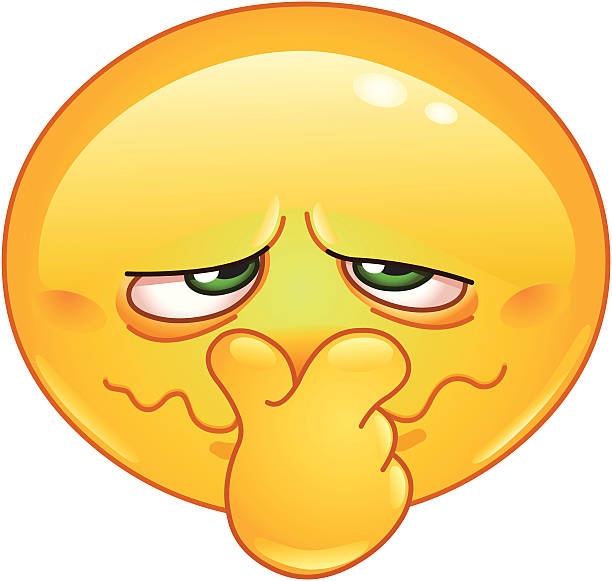 Bad smell emoticon Emoticon holding his nose because of a bad smell cartoon sick face stock illustrations