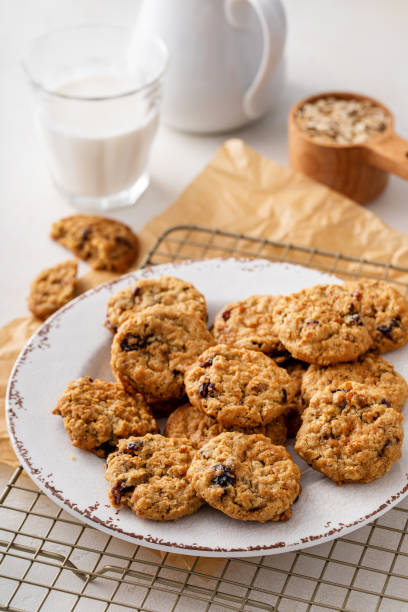 istock Healthy breakfast cookies with oatmeal, pecans and cranberry 1641096591