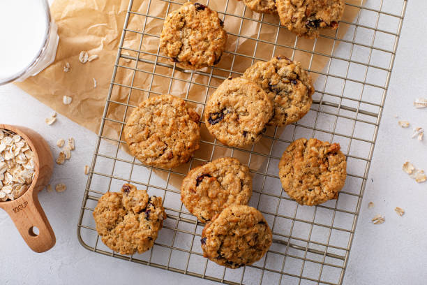 istock Healthy breakfast cookies with oatmeal, pecans and cranberry 1641096850