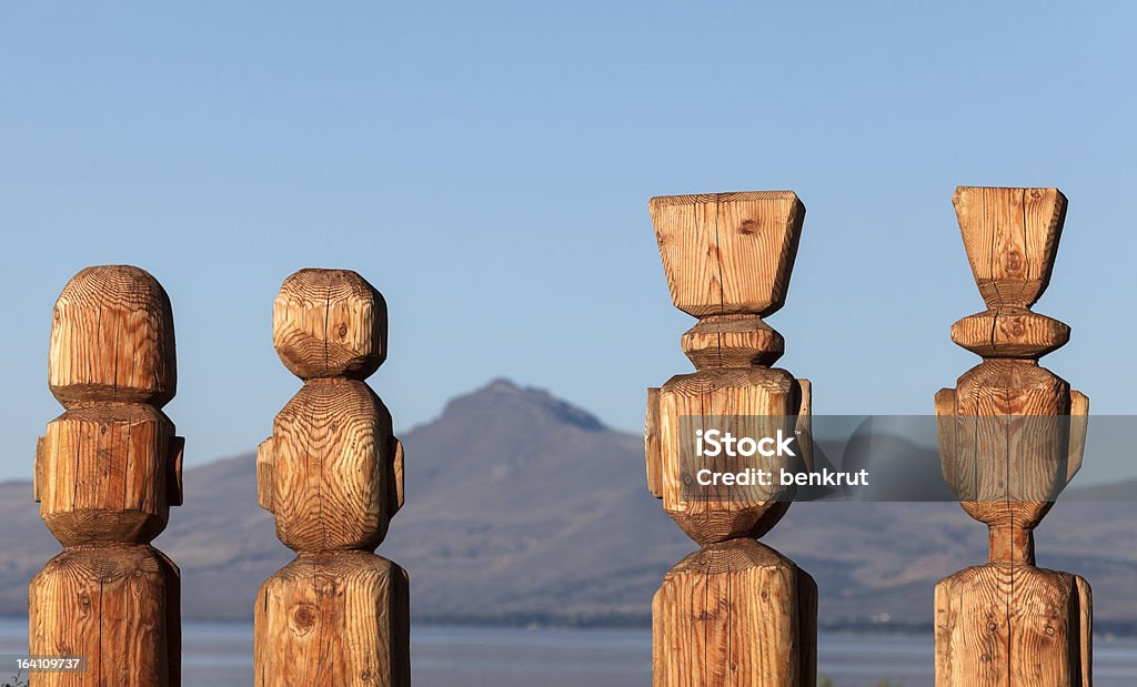 Statues in Bariloche Four statues by Nahuel Huapi Lake in Bariloche, Argentina. Argentina Stock Photo