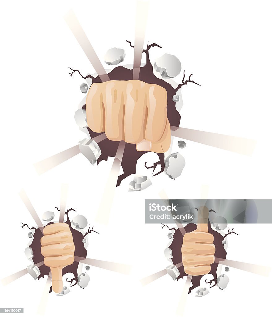 Poing Thumbs Up et Down se briser le mur - clipart vectoriel de Accord - Concepts libre de droits