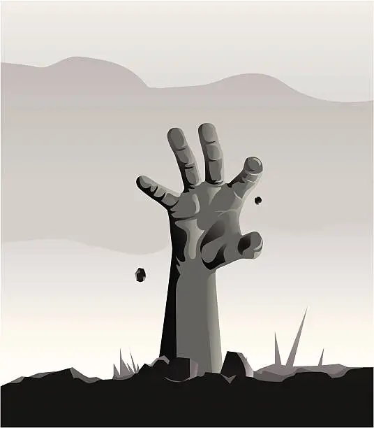 Vector illustration of Black Hand Coming Out from the Ground Vector