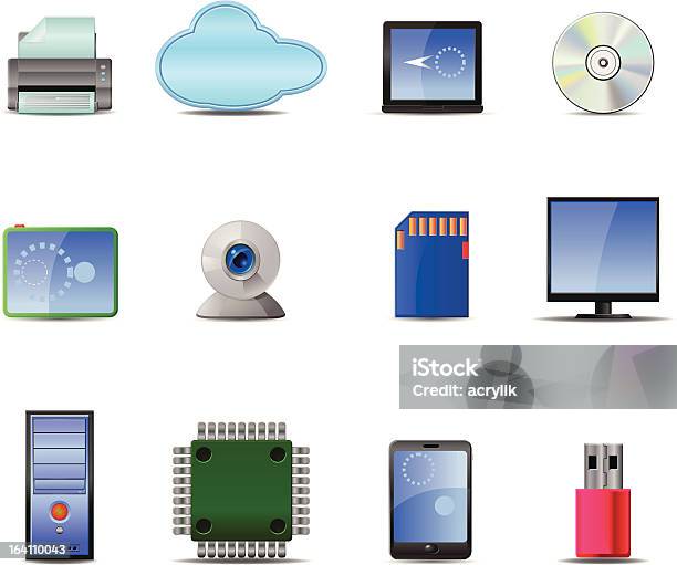 Ilustración de Vector Iconos De Computadora y más Vectores Libres de Derechos de CD-ROM - CD-ROM, Cable USB, Chip - Componente de ordenador