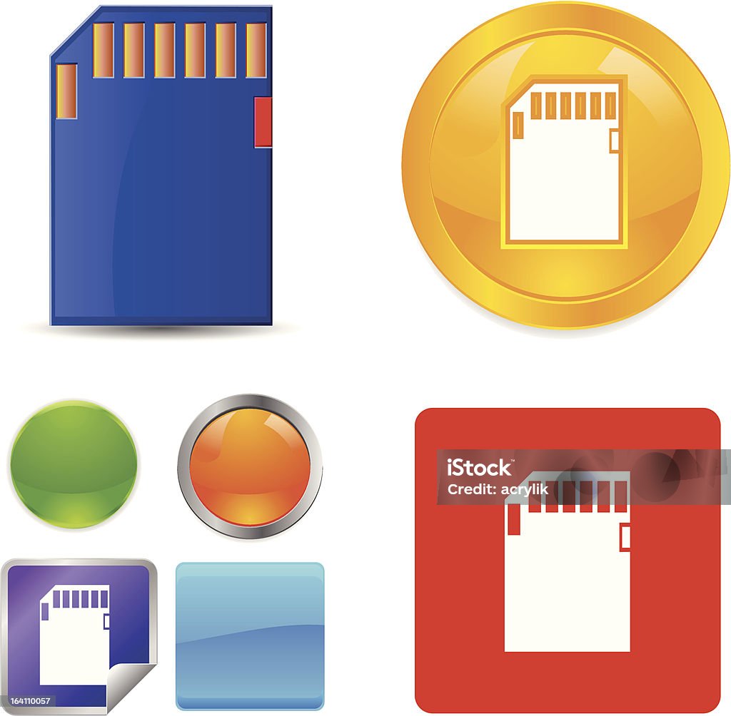 SD Memory Card Vektor-icons - Lizenzfrei Blau Vektorgrafik