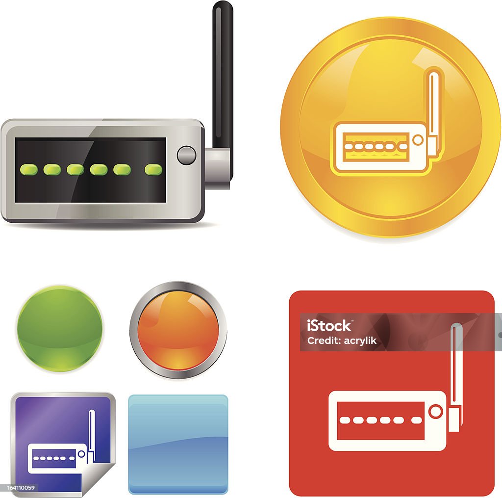 vector iconos de Router inalámbrico Wifi de - arte vectorial de Amarillo - Color libre de derechos
