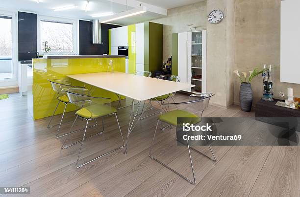 Modern Kitchen Interior In Green And White Combination Stock Photo - Download Image Now