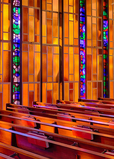 istock Stained glass pews 164111295