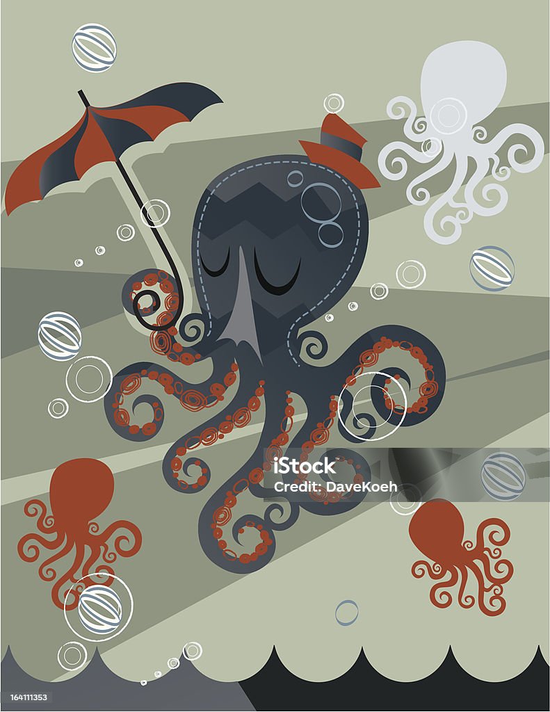 Lovely Day Octopus A gentleman octopus taking a stroll on a lovely day under the sea. Animal stock vector