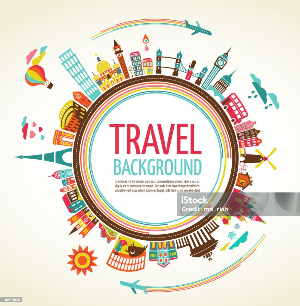 Travel and tourism vector background Travel and tourism background Travel Destinations stock vector