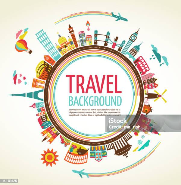 Travel And Tourism Vector Background Stock Illustration - Download Image Now - Travel Destinations, Travel, Backgrounds