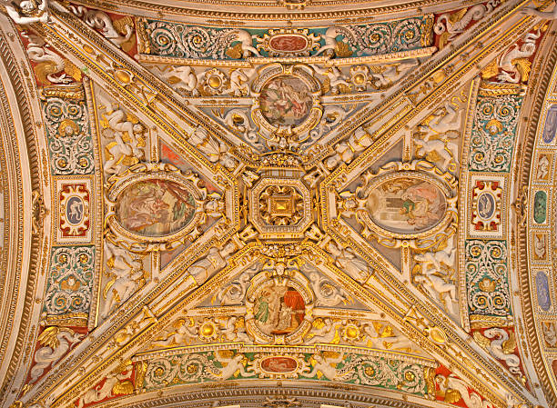 istock Bergamo - Ceiling of side nave from cathedral 164111876